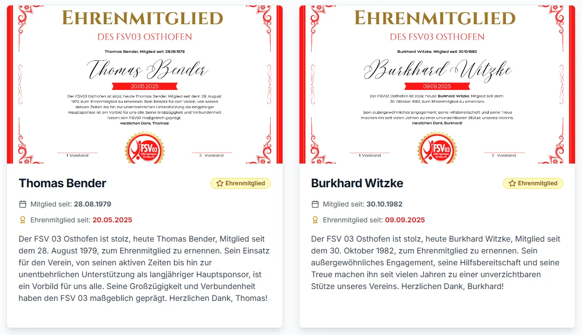 Neue Seite auf unserer Homepage: Ehrenmitglieder
