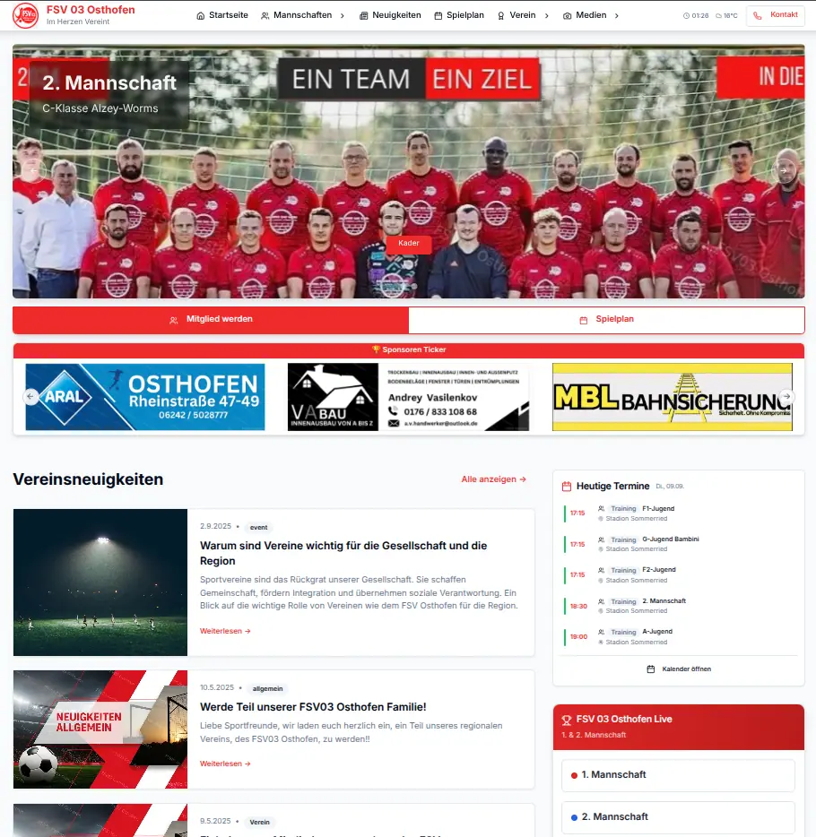 Neue Vereinshomepage ist online!